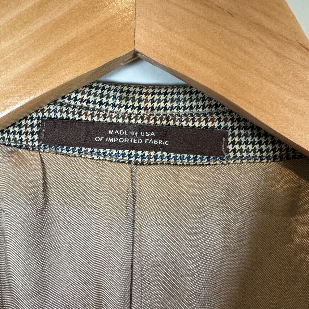 Joseph Abboud Blazer 100% WOOL Geometric Check Brown Jacket Sport Coat 44R - Picture 4 of 13